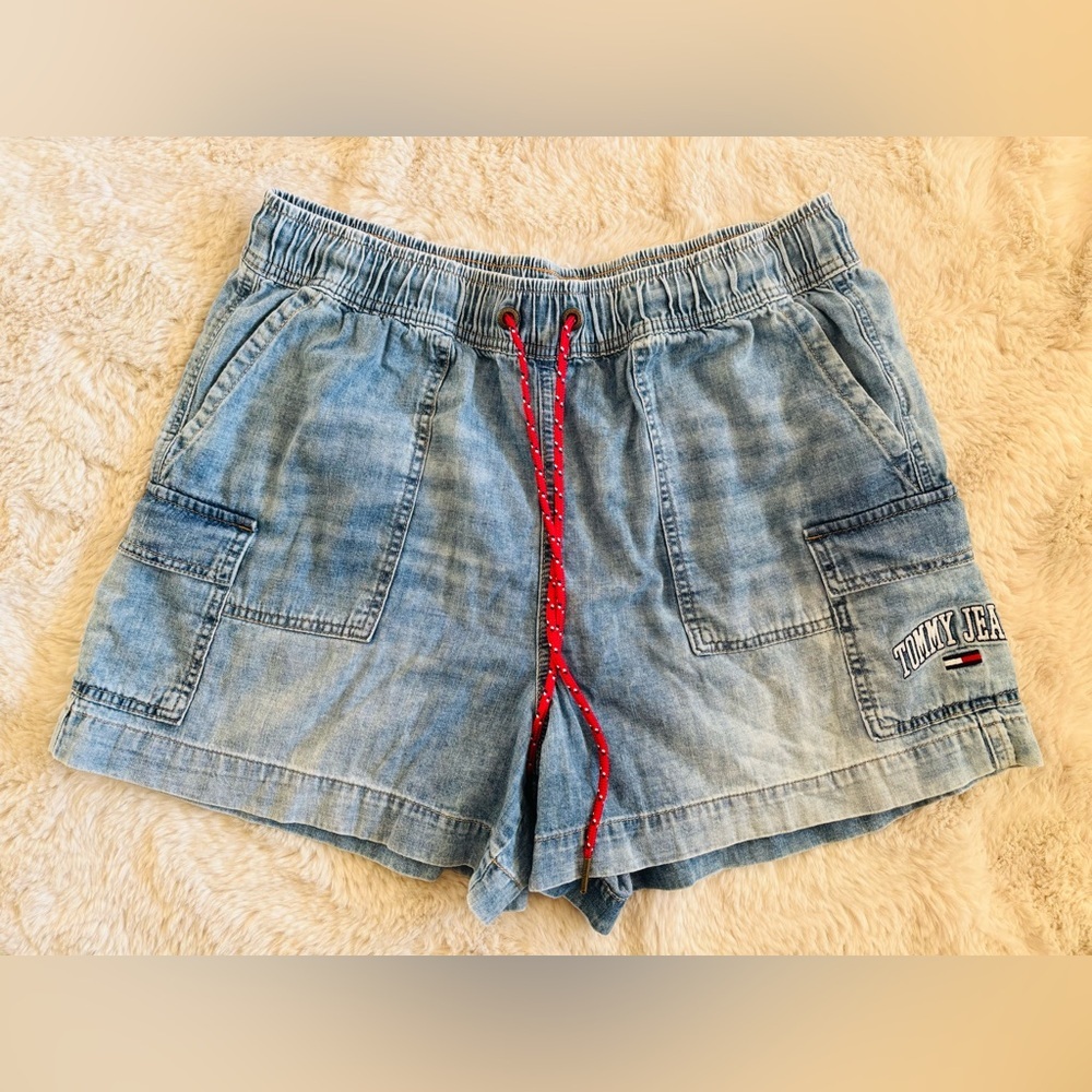 Vintage Tommy Hilfiger Cargo Blue Jean Shorts Size: Large